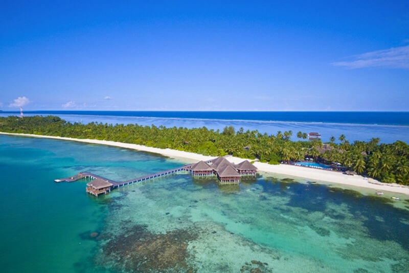 Medhufushi Island Arrival Jetty Aerial Shot